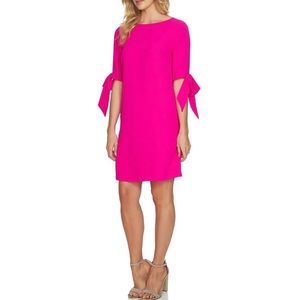 Cece Bow Tie Short Sleeve Boat Neck Shift Dress Hot Magenta Size 4